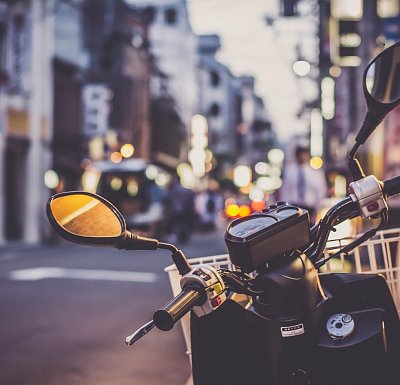 Scooter parked in city – long-term rental offer in Paphos